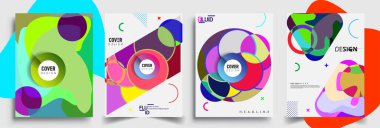 Modern soyut kapaklar seti. Cool gradient şekilleri bileşimi, vektör tasarımı kapsar.
