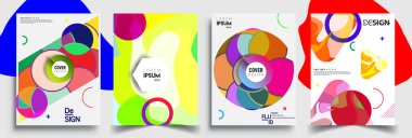 Modern soyut kapaklar seti. Cool gradient şekilleri bileşimi, vektör tasarımı kapsar.