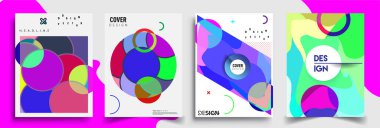Modern soyut kapaklar seti. Cool gradient şekilleri bileşimi, vektör tasarımı kapsar.