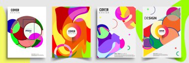 Modern soyut kapaklar seti. Cool gradient şekilleri bileşimi, vektör tasarımı kapsar.