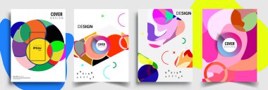 Modern soyut kapaklar seti. Cool gradient şekilleri bileşimi, vektör tasarımı kapsar.