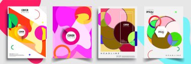 Modern soyut kapaklar seti. Cool gradient şekilleri bileşimi, vektör tasarımı kapsar.