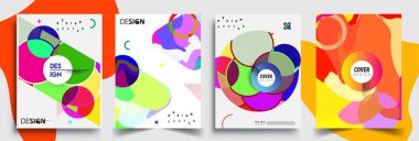 Modern soyut kapaklar seti. Cool gradient şekilleri bileşimi, vektör tasarımı kapsar.