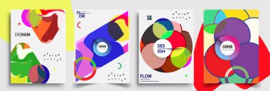 Modern soyut kapaklar seti. Cool gradient şekilleri bileşimi, vektör tasarımı kapsar.