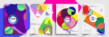 Modern soyut kapaklar seti. Cool gradient şekilleri bileşimi, vektör tasarımı kapsar.