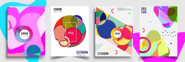 Modern soyut kapaklar seti. Cool gradient şekilleri bileşimi, vektör tasarımı kapsar.