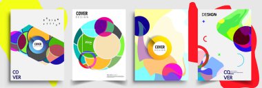 Modern soyut kapaklar seti. Cool gradient şekilleri bileşimi, vektör tasarımı kapsar.