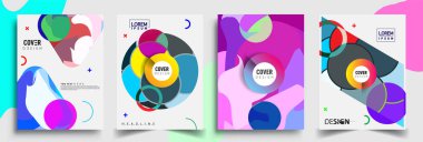 Modern soyut kapaklar seti. Cool gradient şekilleri bileşimi, vektör tasarımı kapsar.