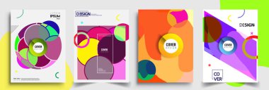 Modern soyut kapaklar seti. Cool gradient şekilleri bileşimi, vektör tasarımı kapsar.