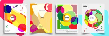 Modern soyut kapaklar seti. Cool gradient şekilleri bileşimi, vektör tasarımı kapsar.