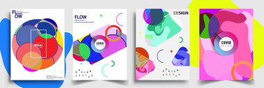 Modern soyut kapaklar seti. Cool gradient şekilleri bileşimi, vektör tasarımı kapsar.