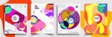Modern soyut kapaklar seti. Cool gradient şekilleri bileşimi, vektör tasarımı kapsar.