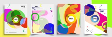 Modern soyut kapaklar seti. Cool gradient şekilleri bileşimi, vektör tasarımı kapsar.