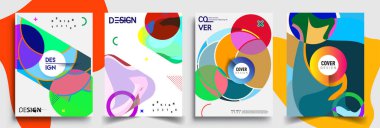 Modern soyut kapaklar seti. Cool gradient şekilleri bileşimi, vektör tasarımı kapsar.