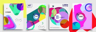 Modern soyut kapaklar seti. Cool gradient şekilleri bileşimi, vektör tasarımı kapsar.