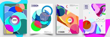 Modern soyut kapaklar seti. Cool gradient şekilleri bileşimi, vektör tasarımı kapsar.