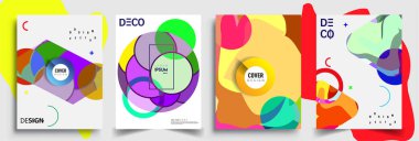 Modern soyut kapaklar seti. Cool gradient şekilleri bileşimi, vektör tasarımı kapsar.