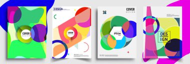 Modern soyut kapaklar seti. Cool gradient şekilleri bileşimi, vektör tasarımı kapsar.