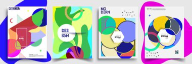 Modern soyut kapaklar seti. Cool gradient şekilleri bileşimi, vektör tasarımı kapsar.