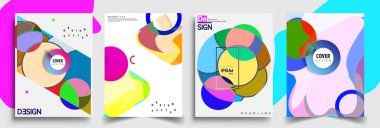 Modern soyut kapaklar seti. Cool gradient şekilleri bileşimi, vektör tasarımı kapsar.