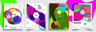 Modern soyut kapaklar seti. Cool gradient şekilleri bileşimi, vektör tasarımı kapsar.