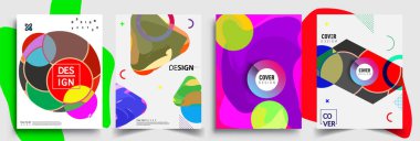 Modern soyut kapaklar seti. Cool gradient şekilleri bileşimi, vektör tasarımı kapsar.
