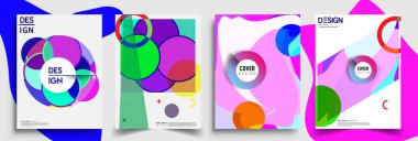 Modern soyut kapaklar seti. Cool gradient şekilleri bileşimi, vektör tasarımı kapsar.