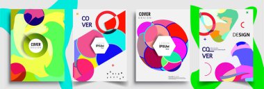 Modern soyut kapaklar seti. Cool gradient şekilleri bileşimi, vektör tasarımı kapsar.