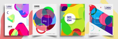 Modern soyut kapaklar seti. Cool gradient şekilleri bileşimi, vektör tasarımı kapsar.