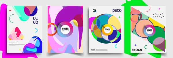 Conjunto Cubiertas Abstractas Modernas Cool Gradiente Formas Composición Vector Cubre — Archivo Imágenes Vectoriales