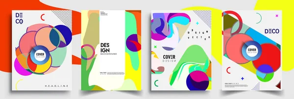 Modern Abstract Covers Set Cool Gradient Shapes Composition Vector Covers — Stock Vector