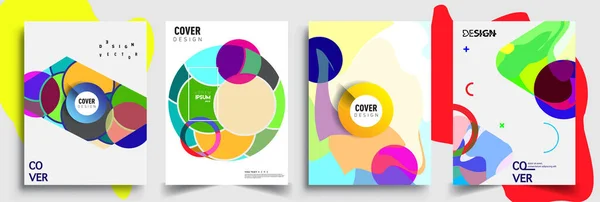 Modern Abstract Covers Set Cool Gradient Shapes Composition Vector Covers — Stock Vector