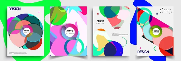 Modern Abstract Covers Set Cool Gradient Shapes Composition Vector Covers — Stock Vector