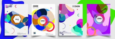 Modern soyut kapaklar seti. Cool gradient şekilleri bileşimi, vektör tasarımı kapsar.
