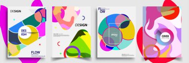 Modern soyut kapaklar seti. Cool gradient şekilleri bileşimi, vektör tasarımı kapsar.