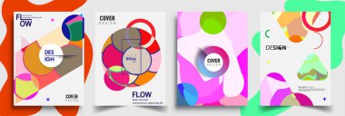 Modern soyut kapaklar seti. Cool gradient şekilleri bileşimi, vektör tasarımı kapsar.