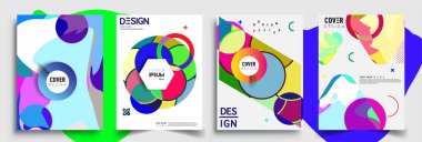 Modern soyut kapaklar seti. Cool gradient şekilleri bileşimi, vektör tasarımı kapsar.