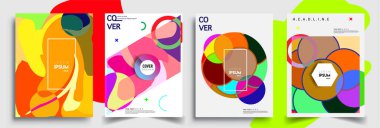 Modern soyut kapaklar seti. Cool gradient şekilleri bileşimi, vektör tasarımı kapsar.