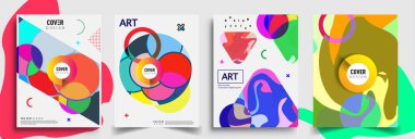 Modern soyut kapaklar seti. Cool gradient şekilleri bileşimi, vektör tasarımı kapsar.