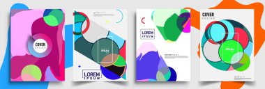 Modern soyut kapaklar seti. Cool gradient şekilleri bileşimi, vektör tasarımı kapsar.