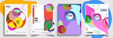 Modern soyut kapaklar seti. Cool gradient şekilleri bileşimi, vektör tasarımı kapsar.