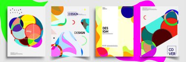Modern soyut kapaklar seti. Cool gradient şekilleri bileşimi, vektör tasarımı kapsar.