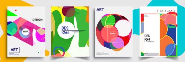 Modern soyut kapaklar seti. Cool gradient şekilleri bileşimi, vektör tasarımı kapsar.