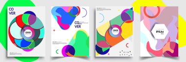 Modern soyut kapaklar seti. Cool gradient şekilleri bileşimi, vektör tasarımı kapsar.