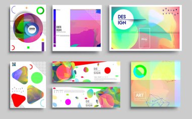 Modern soyut kaplama setleri. Cool gradient şekilleri bileşimi, vektör tasarımı kapsar.