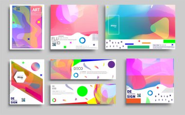 Modern soyut kaplama setleri. Cool gradient şekilleri bileşimi, vektör tasarımı kapsar.