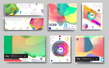 Modern soyut kaplama setleri. Cool gradient şekilleri bileşimi, vektör tasarımı kapsar.