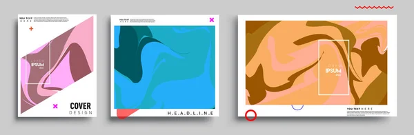 現代の抽象的なカバーセット クールなグラデーション形状の組成 ベクトルカバーのデザイン — ストックベクタ