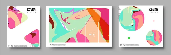 Modern Abstract Covers Sets Cool Gradient Shapes Composition Vector Covers — Stock Vector