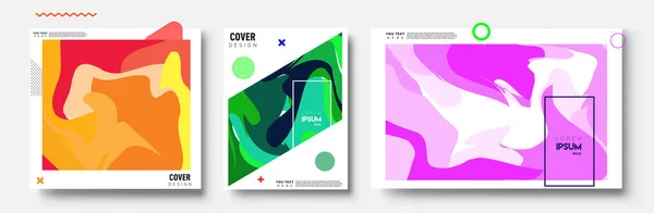 Modern Abstract Covers Sets Cool Gradient Shapes Composition Vector Covers — Stock Vector